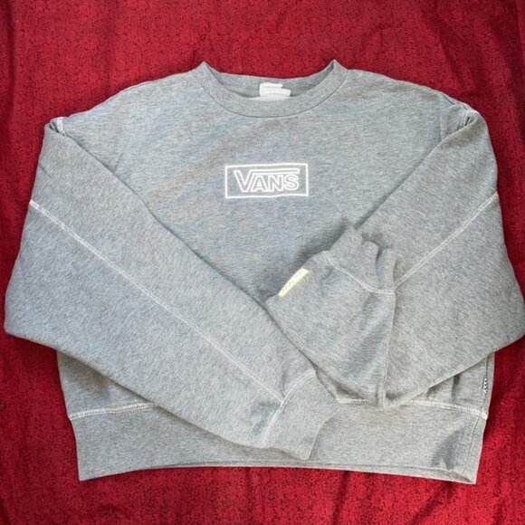 Vans Women's Boxy Grey Crewneck Sweatshirt with Logo Sz M - Picture 1 of 4